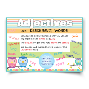 Poster | Parts of Speech | Adjectives. Owls