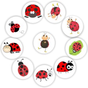 Mini Ladybird Stickers | Red & Black Ladybugs, Leaves, Spots
