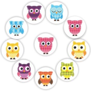 Mini Patchwork Owl Stickers | Pink, Blue, Yellow, Purple, Green Owls