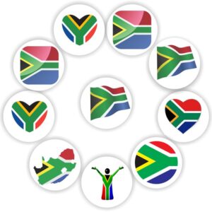 Mini South African Flag Stickers | Flags, Flag Hearts & SA Map