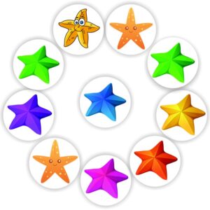 Mini Star Stickers | Colourful 3D Stars & Smiling Starfish