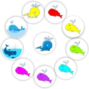 Mini Whale Stickers | Colourful Spouting Whales