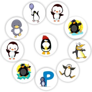 Mini Penguin Stickers | Penguins with Balloon, Beanie, Broom & Star