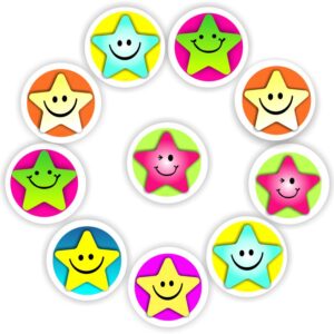 Mini Star Stickers | Smiley Stars in Pink, Yellow, Lime & Aqua