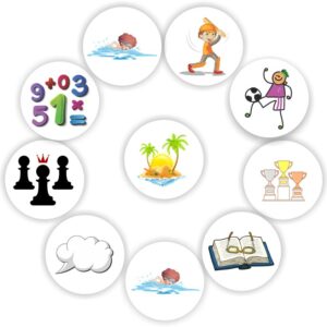 Mini Sports & School Club Stickers | Swimming, Cricket, Soccer, Chess, Trophies