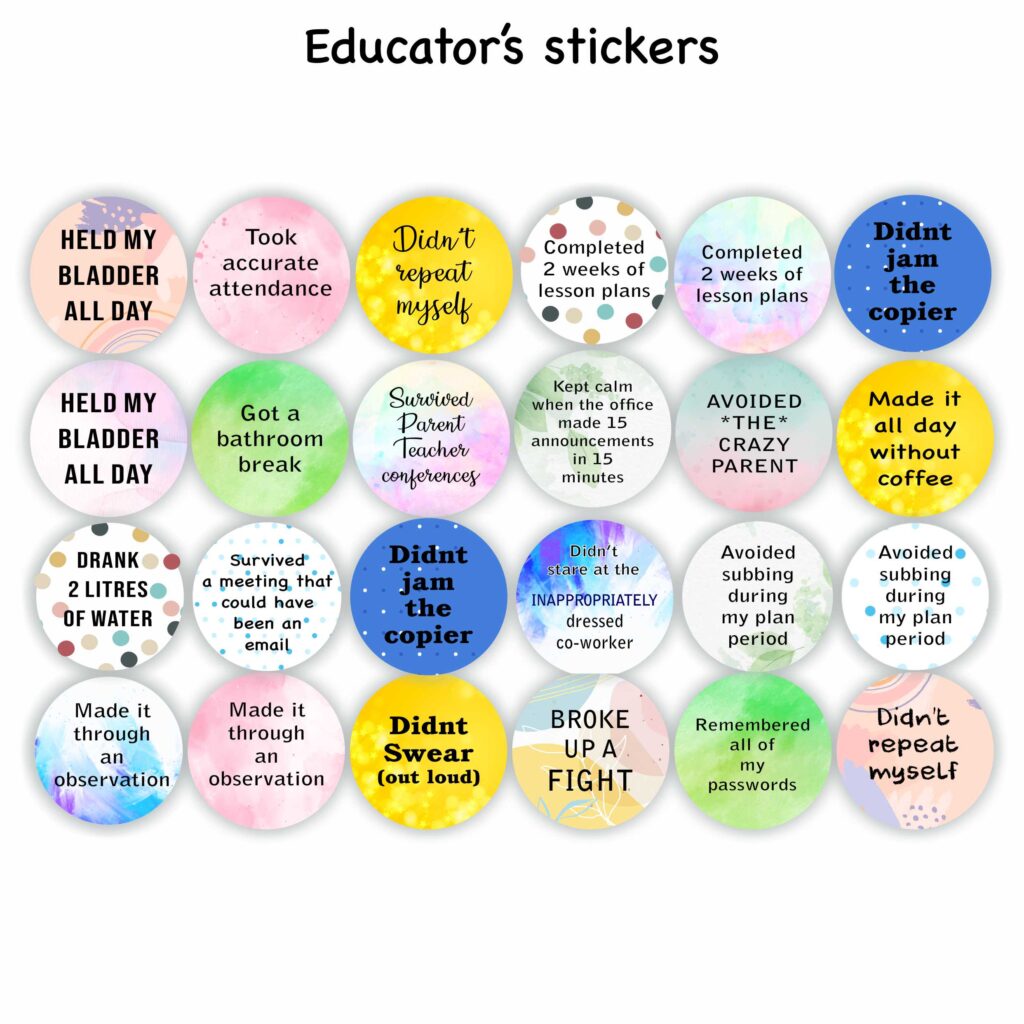 48 Large Educators stickers | Fun humorous stickers for teachers, I didnt jam the copier, I avoided the crazy parent
