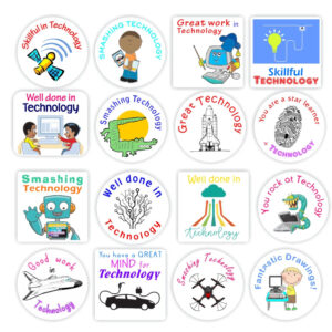 88 Technology Stickers | Robots, Satelites, Aircrafts, IT, Drones : Well done in Technology