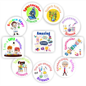 140 Natural Science Stickers | Microscopes, beakers, atoms: Superb Science