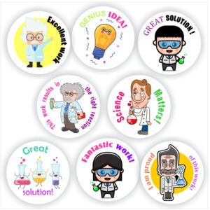 88 Natural Science Stickers | Lab Scientists, with beakers, Globe : Great solution