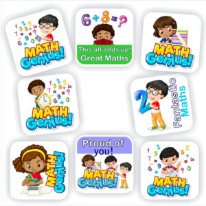 88 Maths Stickers | African kids doing Maths calcuation : Abacus, Numbers : This all adds up