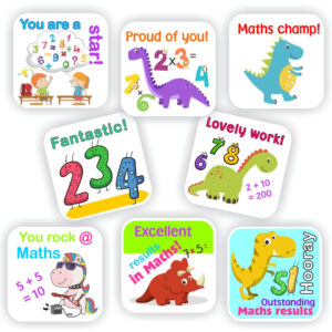 88 Maths Stickers | You rock @ Maths, Dinosaurs & Sums