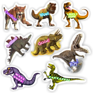 48 Teacher’s reward stickers, Dinosaur-shaped -inspiring great work.