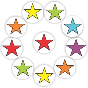 408 Economy reward teacher’s stickers -Colourful stars. Size 10mm diam. Sold in A4 sheets