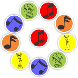 108 Economy Music Stickers| Colourful Musical Notes- Mini sized