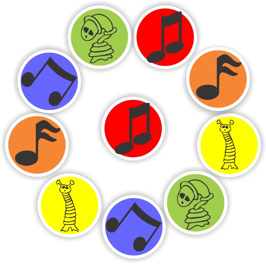 108 Economy Music Stickers| Colourful Musical Notes- Mini sized